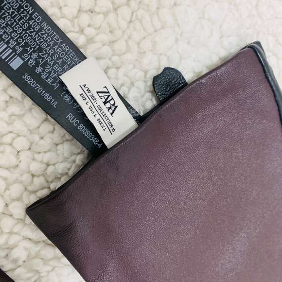 Zara burgundy colored gloves - Picture 5 of 6